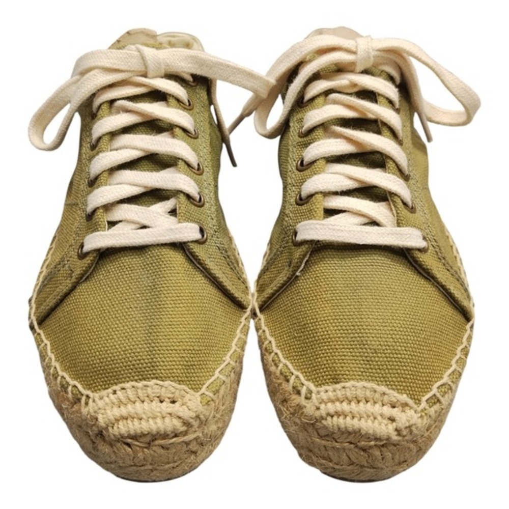 Soludos Izzy Platform Espadrille Tennis Sneakers Womens US 8 Green Tan Lace Up